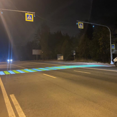 В Ленинградской области заработал проекционный пешеходный переход