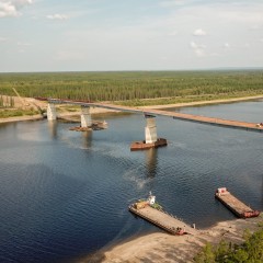 Строительство моста через реку Марха на трассе «Вилюй» в Якутии выполнено на 81%
